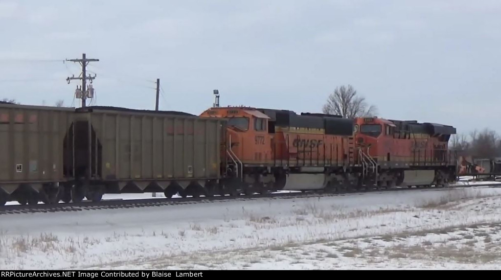 BNSF coal train DPUs